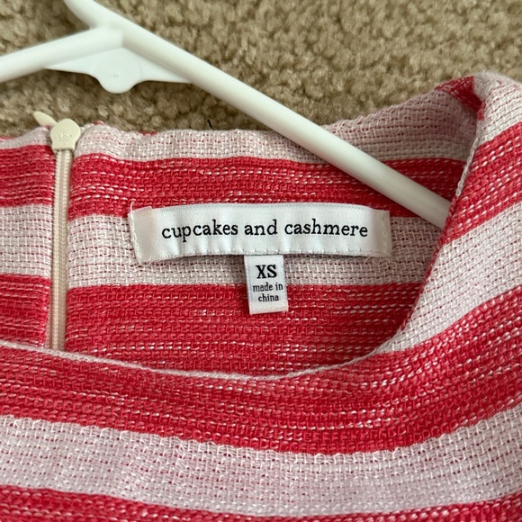 Cupcakes & Cashmere Coral Striped Jacquard Shift Dress XS NWOT - Picture 8 of 12
